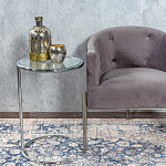 Приставной столик на серебристом основании с столешницей из стекла Noir варинант исполнения - 4 | Loft Concept в Санкт-петербурге