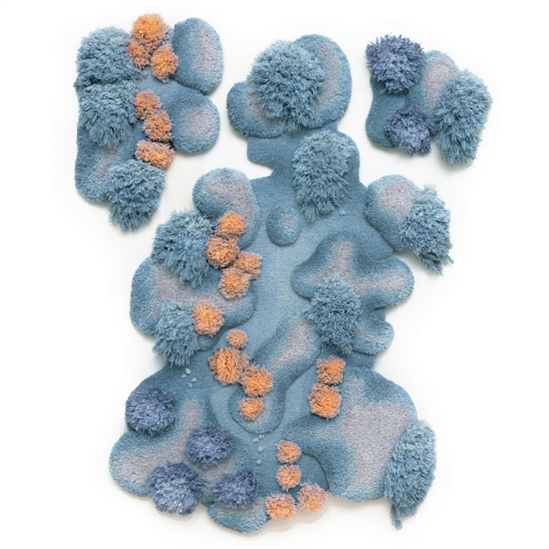 Тканый вручную Большой абстрактный гобелен Frost Forest Голубой Бежевый в Санкт-петербурге | Loft Concept 