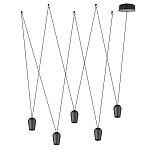 Подвесной светильник черными плафонами на длинных пересекающихся тросах Construction варинант исполнения - 2 | Loft Concept в Санкт-петербурге