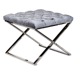 Пуф велюровый серый с каретной стяжкой Perennially варинант исполнения - 1 | Loft Concept в Санкт-петербурге