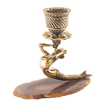 Подсвечник бронзовый из натурального камня агат Stone Candlestick варинант исполнения - 1 | Loft Concept в Санкт-петербурге