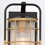 Настенный фонарь цилиндрической формы с рифленым стеклом в золотом каркасе на черном прямоугольном основании Eurofase варинант исполнения - 13 | Loft Concept в Санкт-петербурге