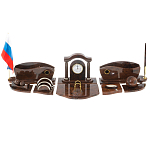 Настольный письменный набор с часами из природного камня обсидиана Competent Leader варинант исполнения - 1 | Loft Concept в Санкт-петербурге