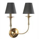 Бра с металлическим основанием бронзового цвета и 2-мя черными конусовидными абажурами Dignity варинант исполнения - 1 | Loft Concept в Санкт-петербурге