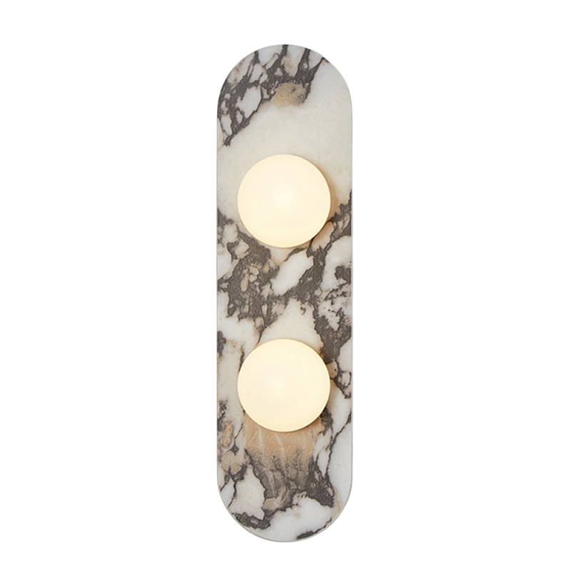 Бра с каменным основанием и 2-мя плафоном из стекла Shaw Marble Lighting Белый Черный Коричневый Бежевый Зеленый в Санкт-петербурге | Loft Concept 