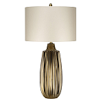 Настольная лампа с рифленым керамическим основанием в бронзовом цвете и жемчужным шёлковым абажуром Elstead Lighting варинант исполнения - 1 | Loft Concept в Санкт-петербурге