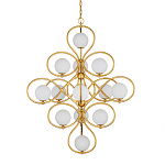 Люстра с закругленным каркасом золотого цвета и белыми плафонами Round Curl варинант исполнения - 2 | Loft Concept в Санкт-петербурге