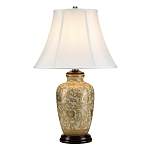 Настольная лампа с фарфоровым основанием с декоративным орнаментом и белым абажуром на темной круглой подставке Elstead Lighting варинант исполнения - 6 | Loft Concept в Санкт-петербурге