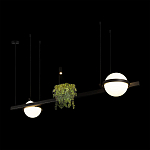 Подвесной светильник линейный с 2-мя шарообразными плафонами и цилиндрическим спотом Light of Еyes варинант исполнения - 4 | Loft Concept в Санкт-петербурге