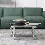 Дизайнерский журнальный стол с круглой столешницей на стальном основании Rivetyk варинант исполнения - 1 | Loft Concept в Санкт-петербурге