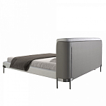Кровать двуспальная серая с мягким изголовьем из экокожи и ткани Modern Look варинант исполнения - 4 | Loft Concept в Санкт-петербурге