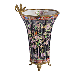 Ваза из фарфора черная с цветочной росписью и бронзовой стрекозой Spring Garden варинант исполнения - 3 | Loft Concept в Санкт-петербурге