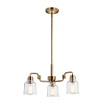 Люстра цвета латунь с 3-мя прозрачными стеклянными плафонами Kichler варинант исполнения - 2 | Loft Concept в Санкт-петербурге