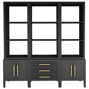 Модульный стеллаж Primo из трех составных элементов Черный дуб