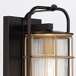 Настенный фонарь цилиндрической формы с рифленым стеклом в золотом каркасе на черном прямоугольном основании Eurofase варинант исполнения - 5 | Loft Concept в Санкт-петербурге