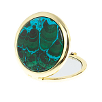 Зеркало карманное складное круглое из натурального камня Малахит с Хризоколлой в подарочной упаковке Gold Stone Mirrors варинант исполнения - 2 | Loft Concept в Санкт-петербурге