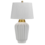 Настольная лампа с белым конусным абажуром и ребристым керамическим основанием Quintiesse варинант исполнения - 1 | Loft Concept в Санкт-петербурге