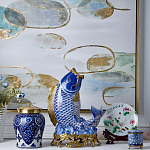 Ваза с насыщенным синим орнаментом и золотой крышкой Blue & White Ornament  варинант исполнения - 1 | Loft Concept в Санкт-петербурге