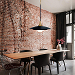 Подвесной светильник с плафоном в форме плоского купола и белой шарообразной лампой Eurofase варинант исполнения - 8 | Loft Concept в Санкт-петербурге