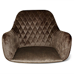 Барный стул со спинкой и подлокотниками на 4-х деревянных ножках Douglas Rhombus Коричневый Велюр варинант исполнения - 3 | Loft Concept в Санкт-петербурге