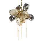 Люстра подвесная со стеклянными плафонами из дымчатого и золотистого с шестью вертикальными подвесками Gilded Mirage  варинант исполнения - 7 | Loft Concept в Санкт-петербурге