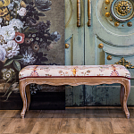 Банкетка из массива бука бежевая с растительным орнаментом Raffael Beige Floral Banquette варинант исполнения - 6 | Loft Concept в Санкт-петербурге