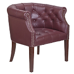 Кресло низкое из натуральной кожи на 4-х деревянных ножках из массива бука Chloe Leather Armchair vine варинант исполнения - 1 | Loft Concept в Санкт-петербурге