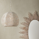 Подвесной светильник в форме купола с декором из круглых деревянных бусин White Wooden Beads Chandelier варинант исполнения - 4 | Loft Concept в Санкт-петербурге