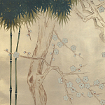 Обои ручная роспись Bamboo River Blossom Original colourway on Brushed Gold gilded paper варинант исполнения - 2 | Loft Concept в Санкт-петербурге