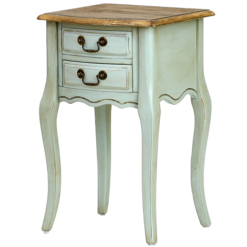 Прикроватная тумба из массива березы светло-бирюзовая Montmartre Provence Bedside Table Бежевый Светло-голубой Золотой дуб Латунь в Санкт-петербурге | Loft Concept 