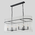 Люстра подвесная овальная со стеклянными прозрачными трубками и металлическим каркасом черного цвета Nembus варинант исполнения - 4 | Loft Concept в Санкт-петербурге