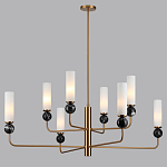 Люстра на штанге с 8-ю цилиндрическими матовыми плафонами и шарами из камня Orb Essence варинант исполнения - 6 | Loft Concept в Санкт-петербурге