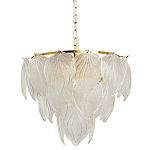 Люстра на цепи с прозрачными стеклянными подвесками в виде листьев Textured Glass Chandelier варинант исполнения - 1 | Loft Concept в Санкт-петербурге