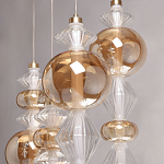 Люстра с плафонами из прозрачного и янтарного стекла в виде шаров и ромбов Gabriel Scott Luna варинант исполнения - 7 | Loft Concept в Санкт-петербурге