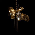 Люстра подвесная со стеклянными плафонами из дымчатого и золотистого с тремя вертикальными подвесками Gilded Mirage  варинант исполнения - 4 | Loft Concept в Санкт-петербурге