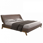 Кровать двуспальная с изголовьем из экокожи шоколадно-коричневого цвета Modern Look варинант исполнения - 1 | Loft Concept в Санкт-петербурге