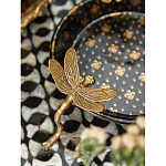 Блюдо черного цвета из фрафора на бронзовых ножках в виде стрекоз Eden Garden варинант исполнения - 5 | Loft Concept в Санкт-петербурге