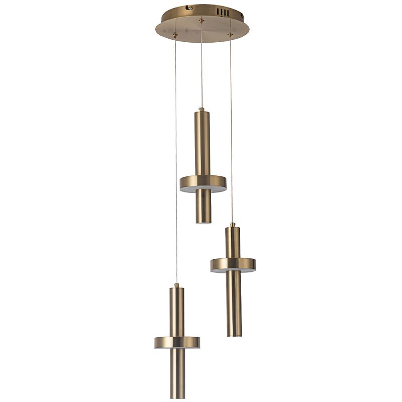 Каскадный светильник с 3-мя плафонами Flos Brass Metal Acrylic Trio Hanging Lamp Латунь в Санкт-петербурге | Loft Concept 