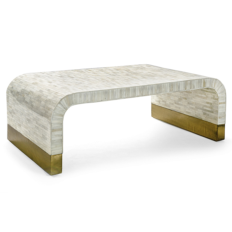 Стол журнальный Белый  BONE INLAY SIDE TABLE-Cream ivory ( слоновая кость ) Золотой в Санкт-петербурге | Loft Concept 