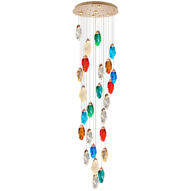 Каскадная люстра с цветными плафонами Soar Colorful Cascade Chandelier Золотой Мульти в Санкт-петербурге | Loft Concept 