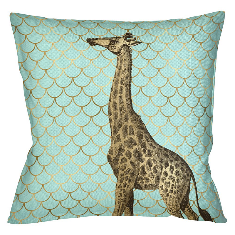 Подушка Safari light blue giraffe Бирюзовый Глянцевое золото Подушка Safari light blue giraffe Бирюзовый Глянцевое золото в Санкт-петербурге | Loft Concept
