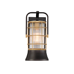 Настенный фонарь цилиндрической формы с рифленым стеклом в золотом каркасе на черном прямоугольном основании Eurofase варинант исполнения - 12 | Loft Concept в Санкт-петербурге