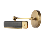 Светильник для картин цвет винтажная латунь с прямоугольным плафоном из кожи черного цвета Alora варинант исполнения - 2 | Loft Concept в Санкт-петербурге