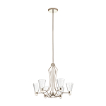 Люстра цвета никель с 6-ю рифлеными стеклянными плафонами и изогнутым каркасом Kichler варинант исполнения - 2 | Loft Concept в Санкт-петербурге