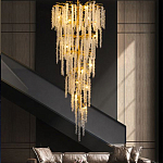 Люстра многоярусная с каркасом из металла и прозрачными подвесками FAIRYTREE Light варинант исполнения - 3 | Loft Concept в Санкт-петербурге