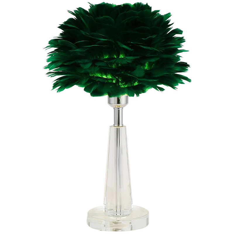 Настольная лампа с перьями Plumage Green Table Lamp Зеленый Прозрачный Хром в Санкт-петербурге | Loft Concept 