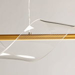 Люстра линейная золотистого цвета с двумя прозрачными волнистыми элементами Wave Line варинант исполнения - 9 | Loft Concept в Санкт-петербурге