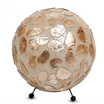 Настольная лампа из перламутра на металлическом каркасе Indonesian Circle варинант исполнения - 3 | Loft Concept в Санкт-петербурге