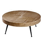 Журнальный столик с круглой фактурной столешницей из натурального дерева Vortex варинант исполнения - 1 | Loft Concept в Санкт-петербурге