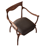 Стул деревянный с мягким сиденьем из коричневой натуральной кожи Moon Walnut Furniture варинант исполнения - 13 | Loft Concept в Санкт-петербурге